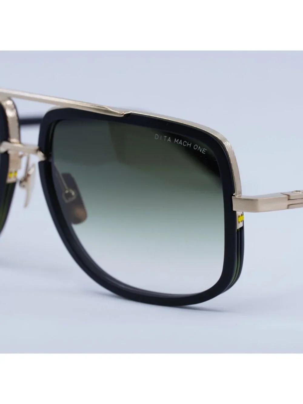 Dita MACH-ONE-DRX-2030-F-59 Sunglasses Black Aviator Frame, Green Lenses